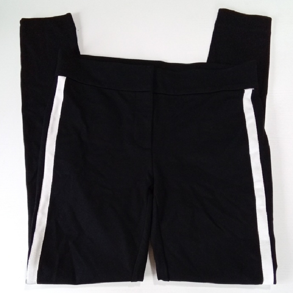 LOFT NWT Women's Black Pants with White Stripes Down The Leg Size 4